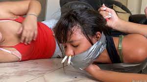 Cigarette Overload In Tight Tape Bondage | GagTheGirl