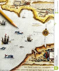Antique Sea Navigation Map Stock Image Image Of Continents