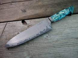 Jim burke customized crusader titanium #2 of. Gyuto Damascus San Mai Integral Western Haburn Knives Handmade Custom Kitchen Knives And Tools