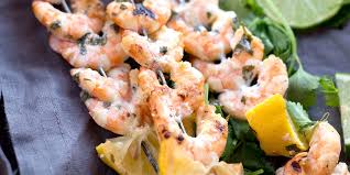 In a large bowl, stir together the garlic, olive oil, tomato sauce, and red wine vinegar. Citrus Marinated Shrimp Skewers For Grilling Shrimp Salad Circus