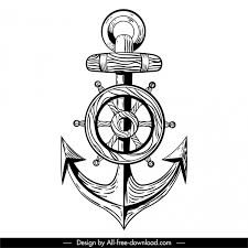 Ship wheel drawing at paintingvalley com explore collection of. Maritime Tattoo Template Black White Anchor Steering Wheel Free Vector In Adobe Illustrator Ai Ai Format Encapsulated Postscript Eps Eps Format Format For Free Download 1 28mb