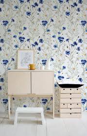 Blue Vintage Wallpaper Wall Mural Blue Flowers Floral Wall Decor Peel And Stick Wall Decoration Spring Wallpaper Art Decal A143 Wall Decor Floral Wall Spring Wallpaper