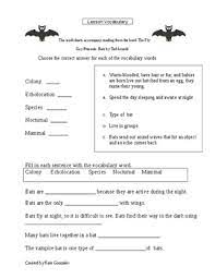 vocabulary and reading comprehension worksheets fly guy presents bats