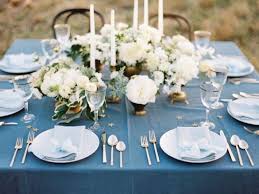 Steel Blue Table Cloth Wedding Reception Blue Wedding Tablescape Dusty Blue Wedding Decor Blue Table Decorations Blue Wedding Decorations Steel Blue Weddings