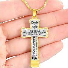 To My Daughter Cross Luxury Necklace Best Gift For Daughter Luxury Cross Pendant For Daughter Birthday Gifts For Daughter Surprise Gift For Daughter 67dao