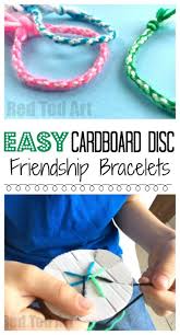 When bracelet reaches the ideal length, close it by tying another two overhand knots. Easy Friendship Bracelets With Cardboard Loom Red Ted Art Make Crafting With Kids Easy Fun