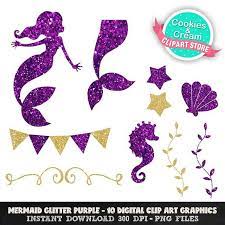 Gold And Purple Beautiful Ocean Mermaid Clip Art Cute Mermaid Theme Party Tween Girl Party Ideas Mermaid Cake Topper