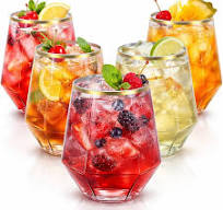 Oojami 40 count Diamond 12 Ounce Gold Rim Cups Unbreakable Stemless Plastic  Wine Champagne Whiskey Glasses Elegant Durable Disposable Indoor Outdoor ...