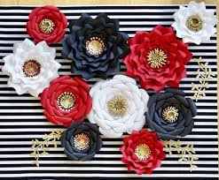Black And White Backdrop With Flowers Custom Pink Black Gold Paper Flowers Inspired By Kate Spade Etsy Paper Flowers Paper Flower Wall Paper Flower Backdrop