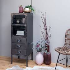 Confiturier Vitre Industriel 1 Porte 3 Tiroirs 1 Etagere Metal Mobilier De Salon Petit Meuble Rangement Meuble Rangement