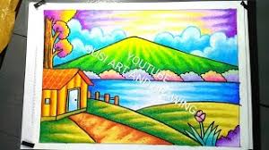 Salju gunung desa lukisan minyak gambar dengan nomor digital gambar. Cara Menggambar Dan Mewarnai Pemandangan Rumah Dan Gunung Cute766