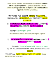 Un Verbo E Alla Forma Passiva