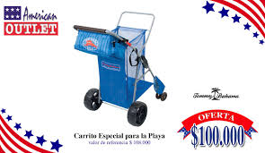 Cubos, palas, moldes para la arena, la piscina hinchable, la neverita con la comida y la bebida, crema para el sol, sombrilla, juguetes…. American Outlet Chile Oferta Carrito Especial Para La Playa Tommy Bahama Este Innovador Carrito Para La Playa Esta Hecho Con Ruedas Grandes Anchas Y Livianas Especiales Para Que No Se