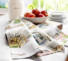winter village kitchen towel