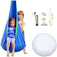 Ktswp portable hammock chair hanging tree tent swing chair nook kids nest hanging seat hammock for indoor outdoor, great for children, max capacity 200kg. Amazon Com Happy Pie Play Adventure Kids Pod Swing Chair Child Hanging Chair Indoor And Outdoor Sensory Hammock Blue Garden Outdoor