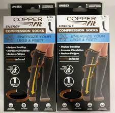2 Pairs Copper Fit Energy Knee High Compression Socks Black L Xlfree Ship Usa Fashion Clothing Shoe Knee High Compression Socks Copper Fit Compression Socks
