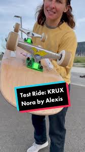 The Krux Nora by Alexis standard kingpin 55mm high truck with artwork by  Alexis Sablone for @Nora Vasconcellos #lifewithouthangups #skatetok  #kruxtrucks #productreview