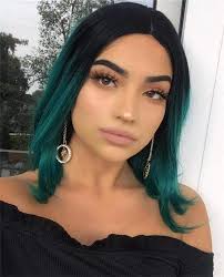 Short Black To Green Ombre Bob Synthetic Lace Front Wig Green Hair Ombre Hair Inspiration Hair Beauty