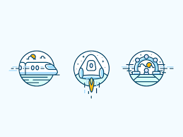 Travel Icons Train Spacecraft Time Machine Travel Icon Tourism Design Icon