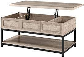 The table opens up on top, creating ample storage space for extra blankets, media supplies, and more. Amazon Com Yaheetech Lift Top Coffee Table With Hidden Compartment And Open Storage Shelf Occasional Table Rising Pop Up Table For Living Room Gray Furniture Decor