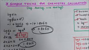 3 Simple Tricks For Chemistry Calculations Log Antilog Negative Antilog Youtube