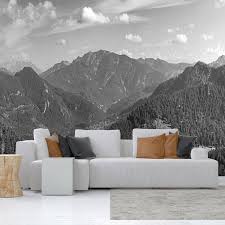 Wand Fototapete Schwarz Weiss Foto Berge Moderne Mobel Beige Grau Fototapete Tapete Grau Tapeten