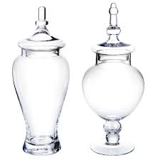 Amazon Com Set Of 2 Large Decorative Clear Glass Apothecary Jars Wedding Centerpieces Candy Sto Glass Apothecary Jars Apothecary Jars Wedding Glass Decor