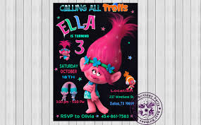 Don't need to spend too much money on invitation, because today we provide your free printable trolls birthday invitation templates. Trolls Birthday Photo Card Trolls Photo Invitation Poppy Invitation Trolls Invite Poppy Photo Card Paper Paper Party Supplies Kromasol Com