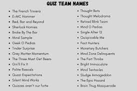The real glory in intramural. Quiz Names 200 Creative Team Names For Your Quiz