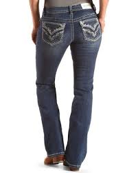 Shyanne Womens Rhinestone Stitched Jeans Boot Cut Jeans