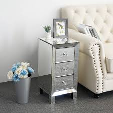 Check spelling or type a new query. Mtfy Mirrored End Table Mirrored Nightstand Bedside Table Mirrored Accent Table With 3 Drawers Smooth Mirror Finish With Crystal Style Knobs For Bedroom Living Room Silver 3 Drawers Nightstand Amazon In Furniture