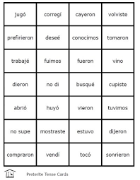 Free Printable Spanish Preterite Tense Conjugated Verb Cards