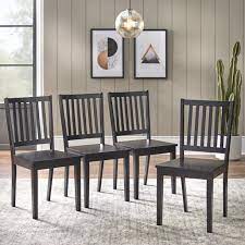 Inspired by old world, colonial, and mexican chairs, some of the most prominent features include the hand carved detailing, paired with hand dyed, upholstered leathers. Shaker Dining Chairs Set Of 4 Black Walmart Com Walmart Com