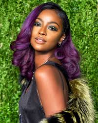 Justine Skye Is Dark And Lovely S New Hair Color Ambassador Purple Hair Black Girl Justine Skye Hair Hair Beauty