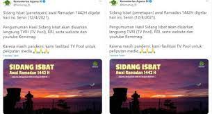 Menurutnya, karena masih pandemi, sidang isbat akan digelar secara daring. Npmtd 48f0nn6m