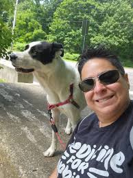 Daisy and I hanging at Rocky Point State Park. What a beautiful day.  😁🌊🐶🧡