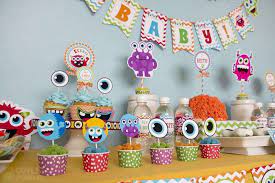 Little Monsters Baby Shower Party Ideas Photo 12 Of 21 Catch My Party Monster Baby Showers Colorful Baby Showers Baby Shower Parties