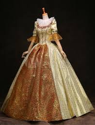 Une vraie robe de princesse avec manches ballon et dentelle en bordure. Women S Vintage Costume Victorian Ball Gown Gold Half Sleeve Royal Retro Costume Dress Halloween Victorian Dress Costume Victorian Dress Victorian Era Outfits