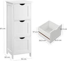 Schienen (b x h x t): Hoch Midischranke Aufbewahrungsschrank Badezimmer Vasagle Badezimmerschrank Schlafzimmer Wohnzimmer Kuche Mattweiss Bbc50wt 32 X 30 X 81 Cm Skandinavischer Stil Schmaler Badschrank Mit 3 Schubladen Kuche Haushalt Wohnen Cerocero Mx