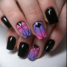 Pink And Black Acrylic Nail Ideas Amazing Black Short Acrylic Nails Design With Two Nails In Ombre Pink Purple Shiny Nails Designs Nail Designs Pink Nails
