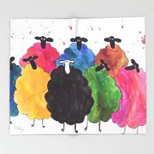 It S Cool To Be Different Sheep Watercolor Painting On Fuzzy Super Soft Fleece Throw Blankets Sheep Paintings Farm Animal Paintings Sheep Art