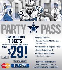 Cool Idea By The Dallas Cowboys With This Party Pass Standing Only But 29 For A Nfl Game Is Great Value Inclu Sports Marketing Sports Business Fan Engagement