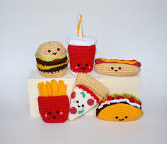 Fast Food Crochet Pattern Fast Food Friends Ebook Hamburger French Fries Soda Pop Pizza Hot Dog Taco Crochet Crochet Patterns Crochet Food Crochet Patterns Amigurumi