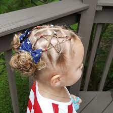 Happy 4th Of July Everyone My First Attempt At Stars Blondehairncurls Hairstyles Curls Girlsha Toddler Hair Toddler Hairstyles Girl Hair Styles