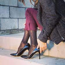 The Perfect Compression Socks To Transition From Summer To Fall Rejuva Sheer Dot Compression Stockings Rejuva Fashion Compression Socks Compression Garment