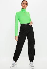 Black Contrast Stitch Cargo Pants Missguided Women Pants Casual Pants For Women Pants