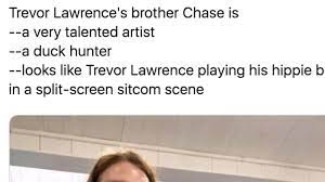 2021 prestige rookies base blue #201 trevor lawrence 121/249 jaguars rc. Trevor Lawrence S Brother Chase Looks Exactly Like A 1970s Hippie Version Of Him