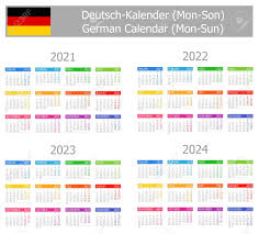All calendars print in landscape mode (vs. 2021 2024 German Type 1 Calendar Mon Sun On White Background Royalty Free Cliparts Vectors And Stock Illustration Image 137415284