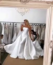 Wedding Dress Do You Like Dresses With Long Trail Would You Wear This One Dress By In 2020 Sheath Wedding Dress Strapless Bridal Gowns Wedding Dresses