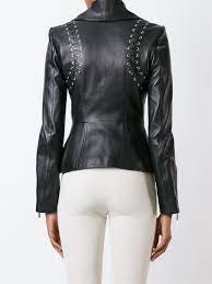 Plein Sud Fitted Leather Jacket Leather Coat Womens Leather Jackets Women Leather Jacket Dress